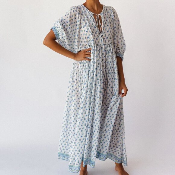 Daughters of India Blue and White Maxi Dress - Picture 1 of 7